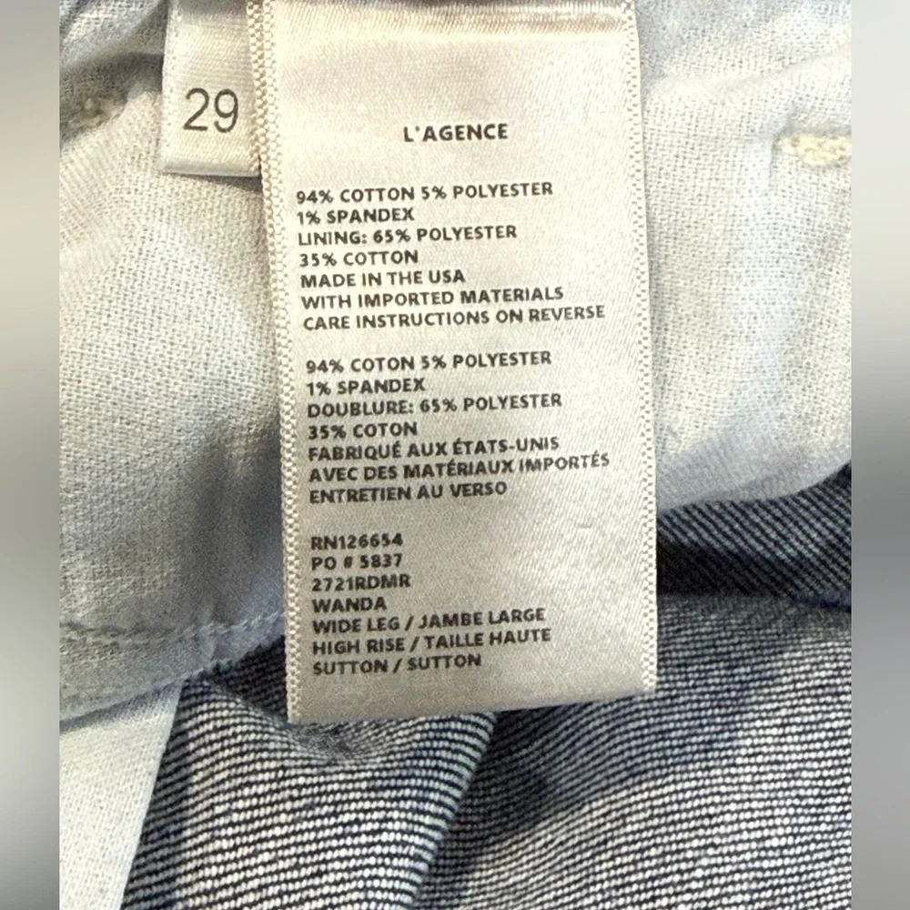 L'AGENCE Womens High-Rise Wide-Leg Cropped Jeans Size 29 Stretch